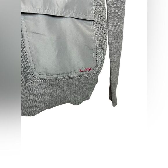 LAUREN RALPH LAUREN OVERSIZED HEAVY WAFFLE KNIT GRAY AND PINK PULLOVER SIZE XS - Picture 6 of 8